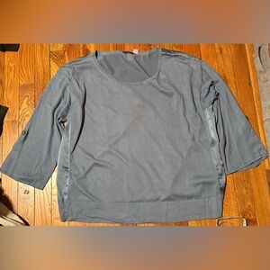 Cullen Gray blue Silk Back Mixed Media Top 3/4 Sleeve Scoop Neck Tunic Medium M